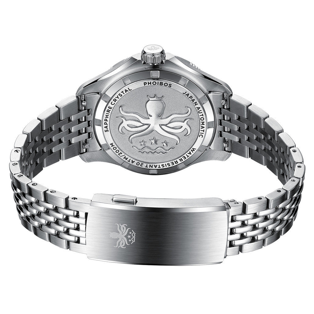 PHOIBOS Delphinus Automatic Dive Watch with Silver White Sunray