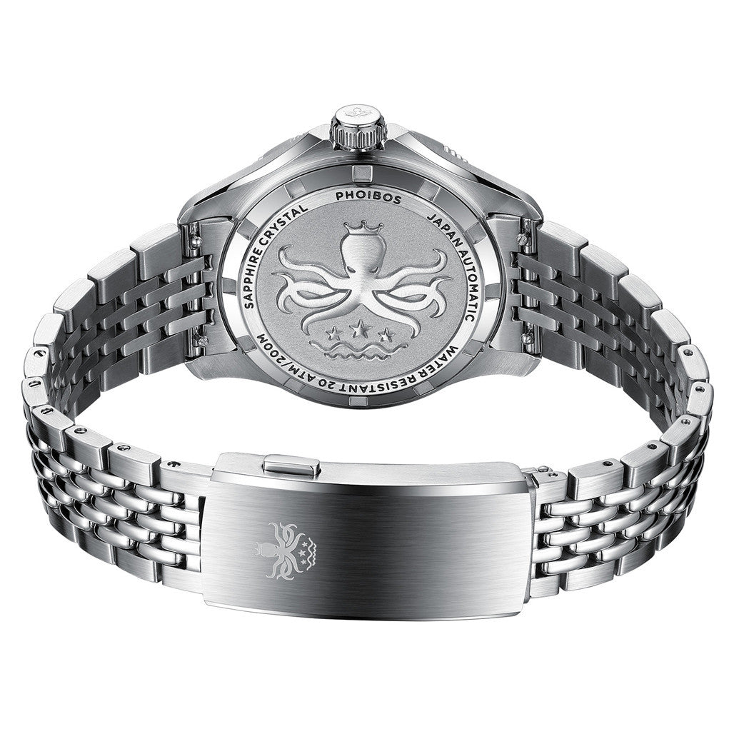 PHOIBOS Delphinus Automatic Dive Watch with Ice Blue Sunray Dial