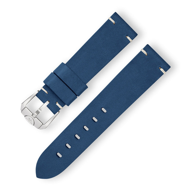 Squale 1521 OEM 20mm Blue Leather Watch Strap #CINCUOBLUE tilt