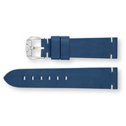 Squale 1521 OEM 20mm Blue Leather Watch Strap #CINCUOBLUE side