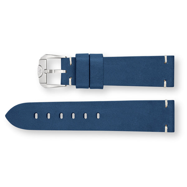 Squale 1521 OEM 20mm Blue Leather Watch Strap #CINCUOBLUE side