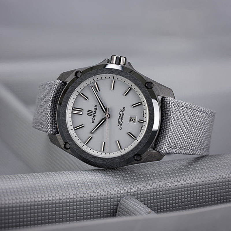 Formex Essence Leggera FortyOne (41mm) COSC Automatic Carbon Case Watch with Cool Grey Dial #0331.4.6309.833 crown