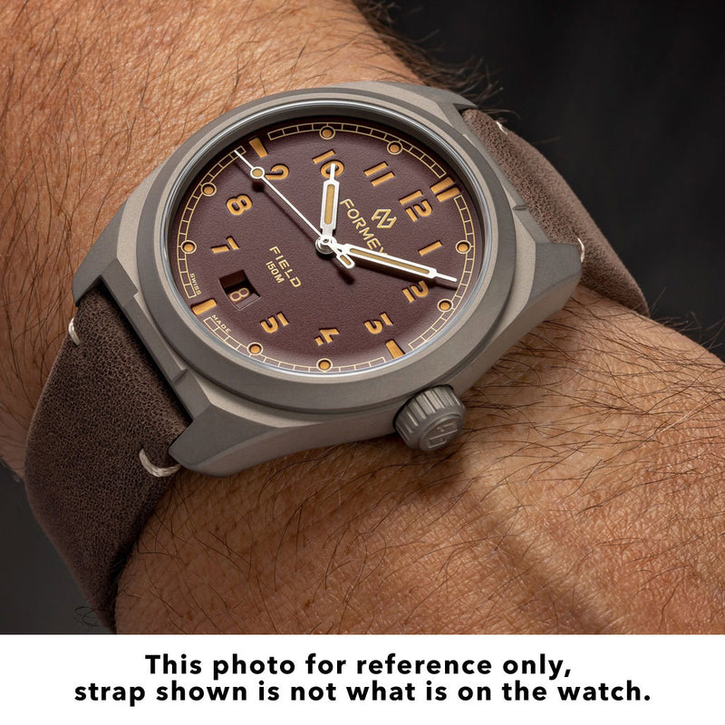 Formex Swiss Automatic Field Watch with Mahogany Red Dial and Velcro Strap #0660.1.6573.121 wrist
