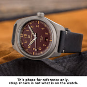 Formex Swiss Automatic Field Watch with Mahogany Red Dial and Velcro Strap #0660.1.6573.121 LifestyleFormex Swiss Automatic Field Watch with Mahogany Red Dial and Velcro Strap #0660.1.6573.121 lifestyle