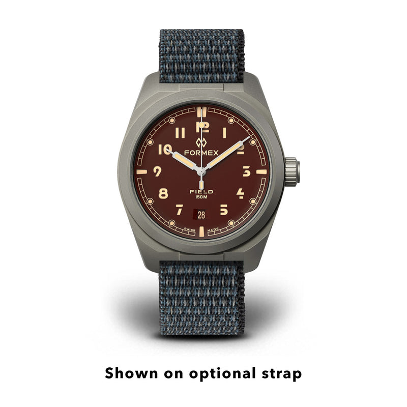 Formex Swiss Automatic Field Watch with Mahogany Red Dial and Velcro Strap #0660.1.6573.121 Optional