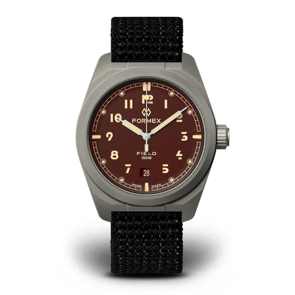 Formex Swiss Automatic Field Watch with Mahogany Red Dial and Velcro Strap #0660.1.6573.121