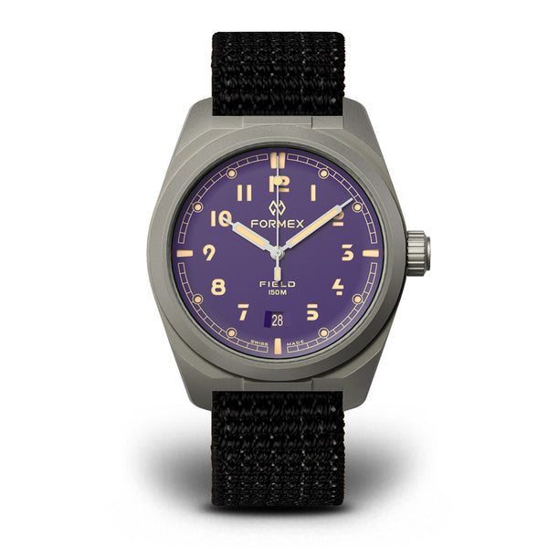 Formex Swiss Automatic Field Watch with Ultra-Violet Dial and Velcro Strap #0660.1.6593.121