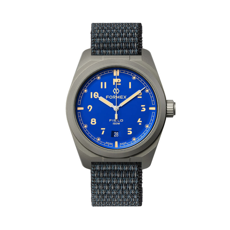 Formex Swiss Automatic Field Watch with Earth Blue Dial and Velcro Strap #0660.1.6539.133