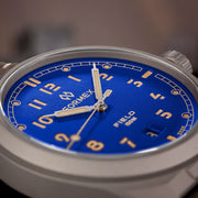 Formex Swiss Automatic Field Watch with Earth Blue Dial and Velcro Strap #0660.1.6539.133 dial
