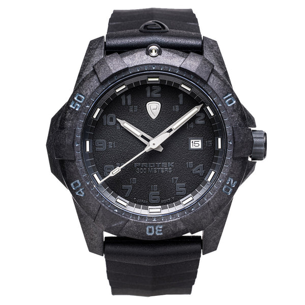 Protek Carbon Composite Tritium Dive Watch 1000 Series Blackout #PT1001 zoom