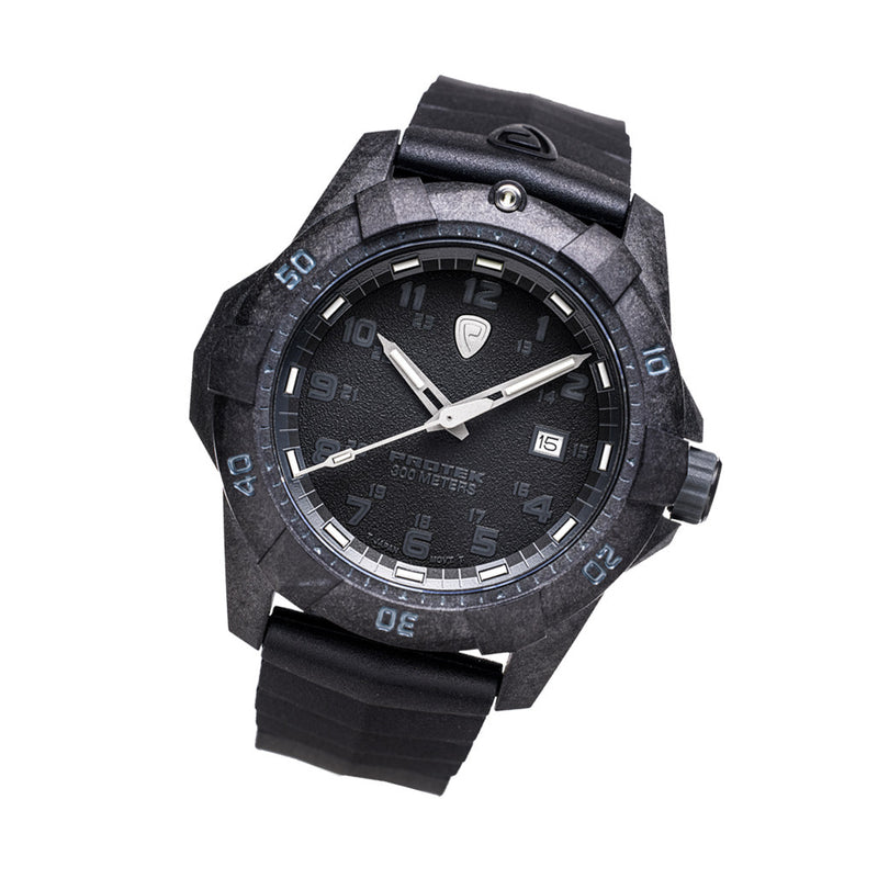 Protek Carbon Composite Tritium Dive Watch 1000 Series Blackout #PT1001 tilt