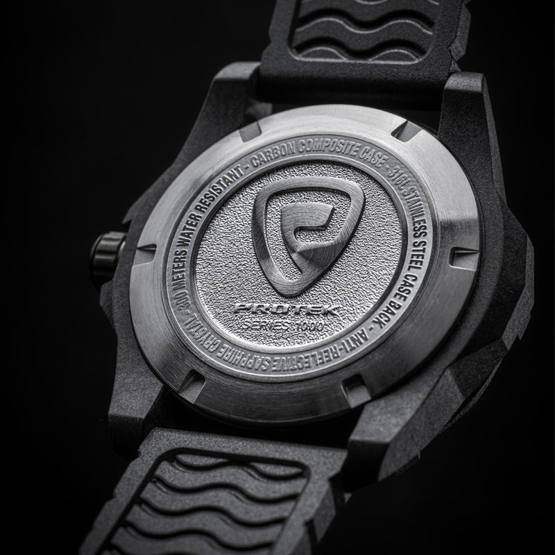 Protek Carbon Composite Tritium Dive Watch 1000 Series Blackout #PT1001 back