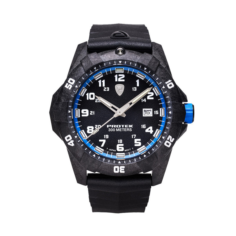 Protek Carbon Composite Tritium Dive Watch 1000 Series with Blue Accents #PT1003