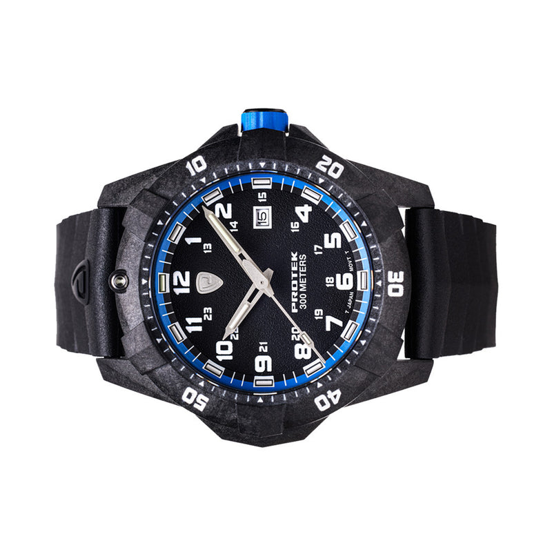Protek Carbon Composite Tritium Dive Watch 1000 Series with Blue Accents #PT1003 side