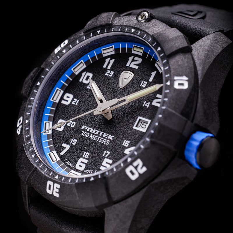 Protek Carbon Composite Tritium Dive Watch 1000 Series with Blue Accents #PT1003 lifestyle