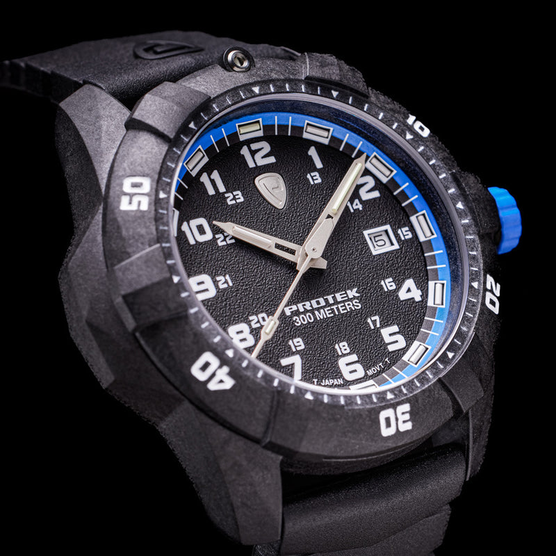Protek Carbon Composite Tritium Dive Watch 1000 Series with Blue Accents #PT1003 lifestyle