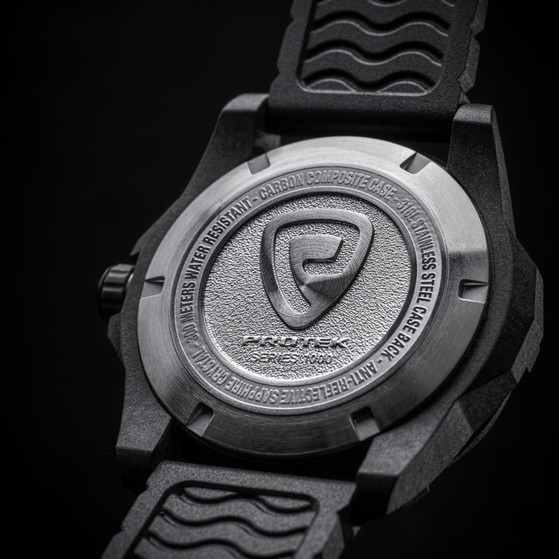 Protek Carbon Composite Tritium Dive Watch 1000 Series with Blue Accents #PT1003B