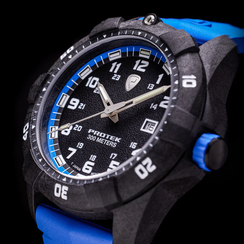 Protek Carbon Composite Tritium Dive Watch 1000 Series with Blue Accents #PT1003B