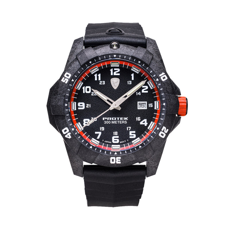 Protek Carbon Composite Tritium Dive Watch 1000 Series with Orange Accents #PT1004