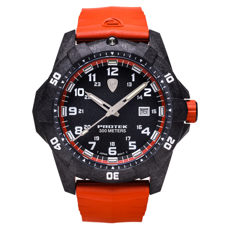 Protek Carbon Composite Tritium Dive Watch 1000 Series with Orange Accents #PT1004O