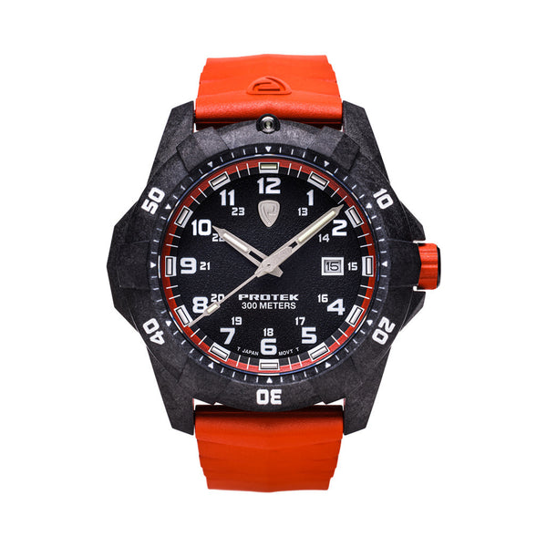 Protek Carbon Composite Tritium Dive Watch 1000 Series with Orange Accents #PT1004O