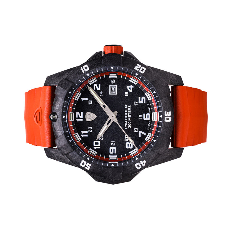 Protek Carbon Composite Tritium Dive Watch 1000 Series with Orange Accents #PT1004O