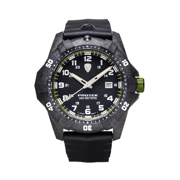 Protek Carbon Composite Tritium Dive Watch 1000 Series with Green Accents #PT1005