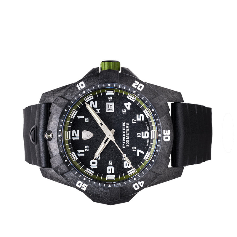 Protek Carbon Composite Tritium Dive Watch 1000 Series with Green Accents #PT1005 side