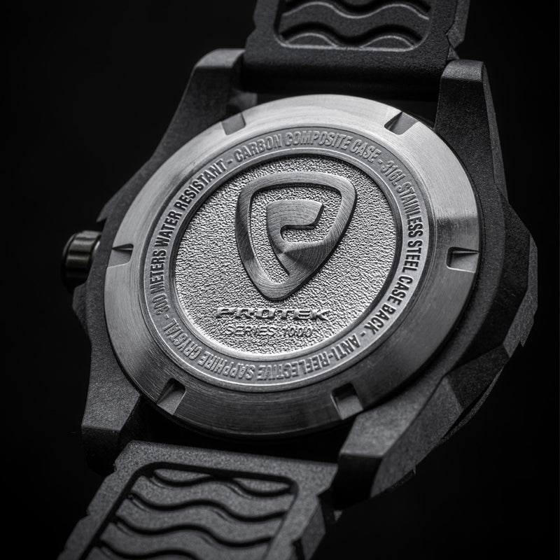 Protek Carbon Composite Tritium Dive Watch 1000 Series with Green Accents #PT1005 back