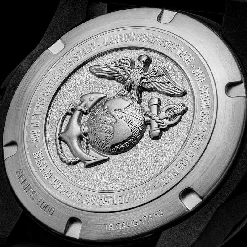 Protek Carbon Composite Official USMC Tritium Dive Watch with Red Accents #PT1012-USMC back