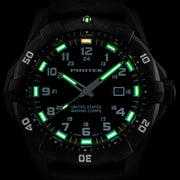 Protek Carbon Composite Official USMC Tritium Dive Watch with Red Accents #PT1012-USMC lume
