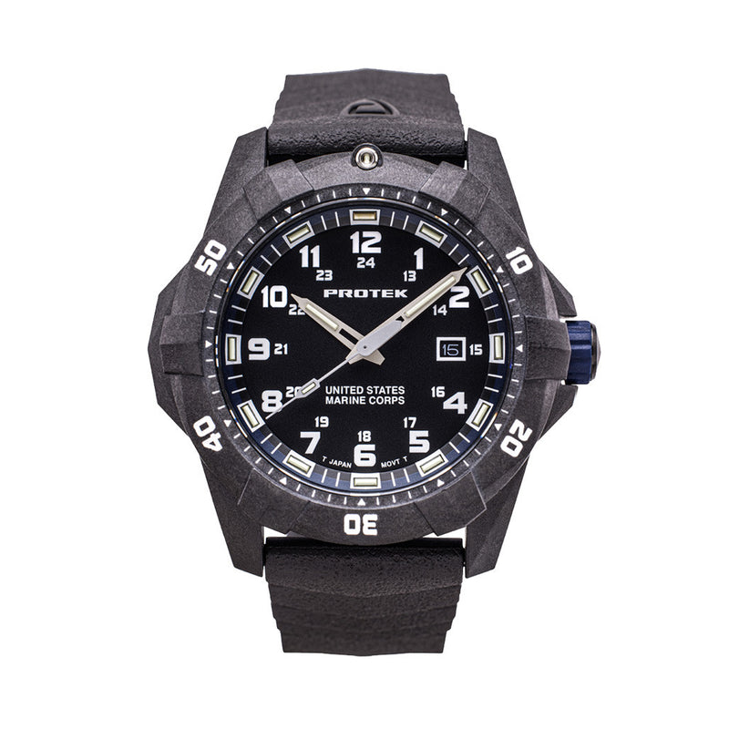 Protek Carbon Composite Official USMC Tritium Dive Watch with Blue Accents #PT1013-USMC