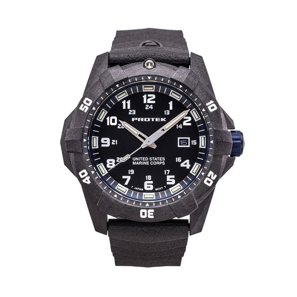 Protek Carbon Composite Official USMC Tritium Dive Watch with Blue Accents #PT1013-USMC