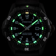 Protek Carbon Composite Official USMC Tritium Dive Watch with Blue Accents #PT1013-USMC lume