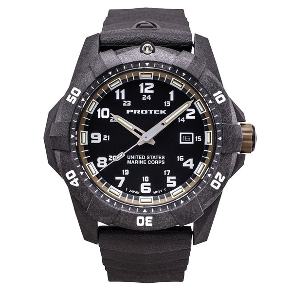 Protek Carbon Composite Official USMC Tritium Dive Watch with Sand Accents #PT1016-USMC zoom