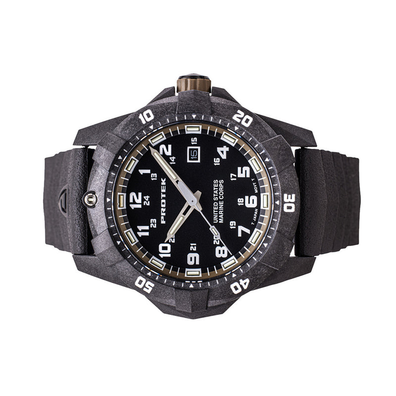Protek Carbon Composite Official USMC Tritium Dive Watch with Sand Accents #PT1016-USMC side