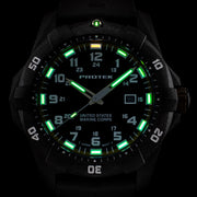 Protek Carbon Composite Official USMC Tritium Dive Watch with Sand Accents #PT1016-USMC lume