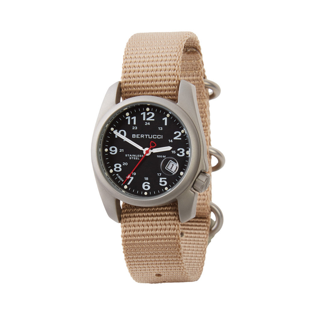 Bertucci A-1S Super Field Watch with Defender Khaki Nylon Strap