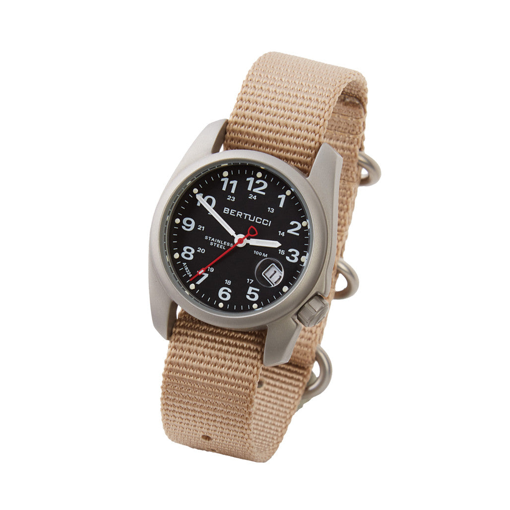 Bertucci A-1S Super Field Watch with Defender Khaki Nylon Strap