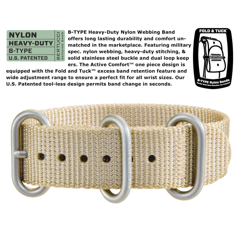 Bertucci A-1S Super Field Watch with Defender Khaki Nylon Strap #10601