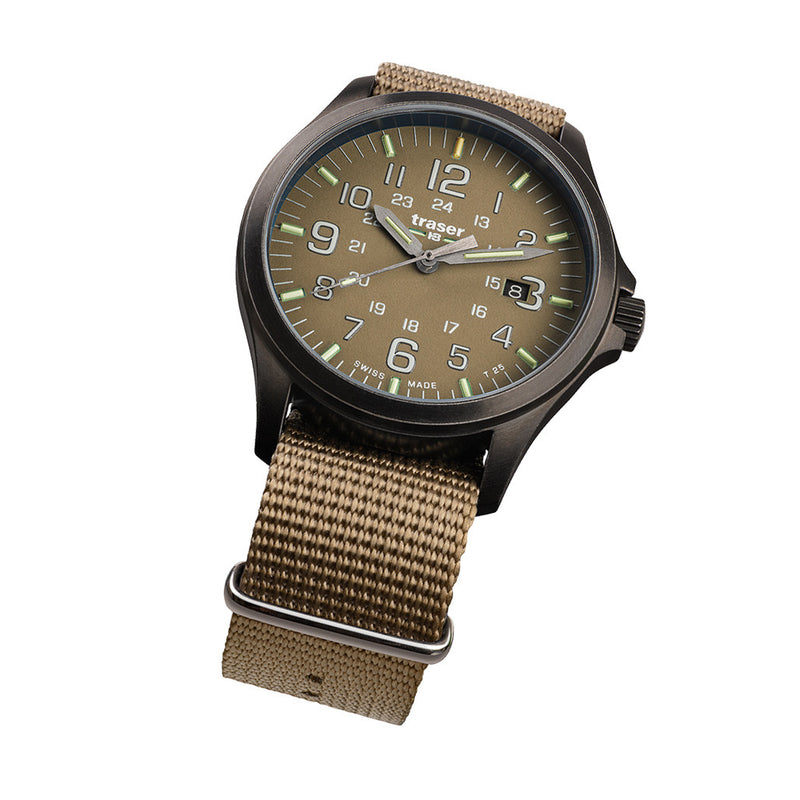 Traser P67 Officer Pro GunMetal with Khaki Dial and Tritium #108631 tilt