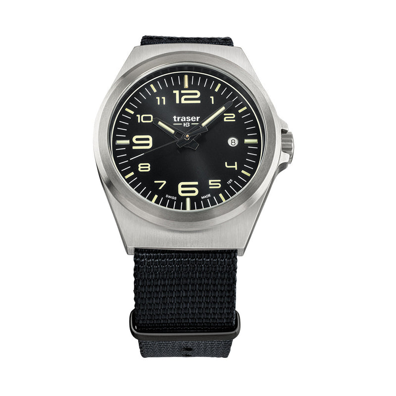 Traser P59 Essential M Black Dial Watch w/Trigalight + SuperLuminova #108638