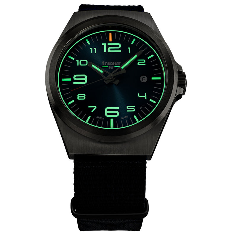 Traser P59 Essential M Black Dial Watch w/Trigalight + SuperLuminova #108638 lume