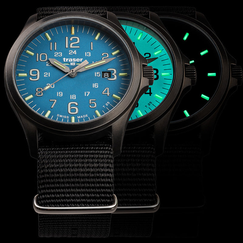 Traser P67 Officer Pro Gunmetal with SkyBlue Dial and Tritium #108647 lume
