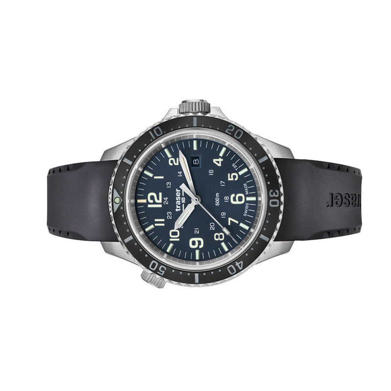 Traser P67 Swiss-Made 500M Dive Watch with Blue Dial and Tritium #109374 side