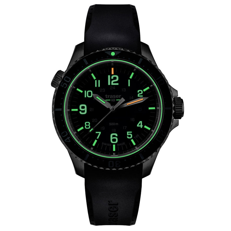 Traser P67 Swiss-Made 500M Dive Watch with Blue Dial and Tritium #109374 lume