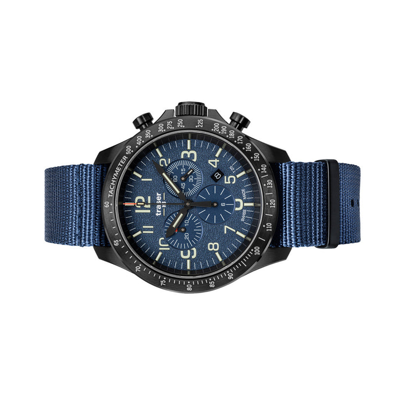 Traser P67 Officer Pro Chronograph Blue Tritium Watch #109461 side