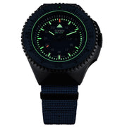 Traser P69 Black Stealth Dive Watch with Blue Dial and Tritium #109856 lume