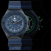 Traser P69 Black Stealth Dive Watch with Blue Dial and Tritium #109856 lume