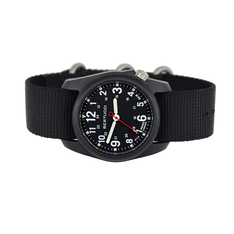 Bertucci DX3 Field Poly Resin Watch, Black Nylon Strap, Black Dial - 11015 side